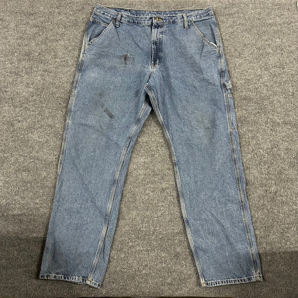 Gap Carpenter Jeans Mens Size 40x34 Blue Denim Relaxed Fit Utility Work Stains